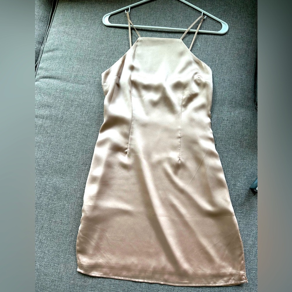 Brand New Abercrombie & Fitch Cream Tan Satin mini dress